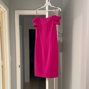 Elegant Pink Ruffle Midi Dress